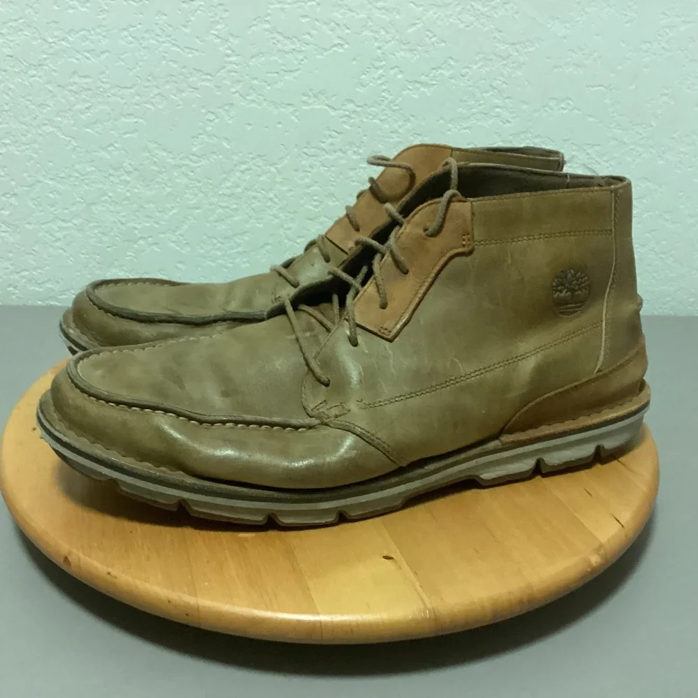 Timberland‎ Men's Brown Leather Chukka Boots Lace Up Casual Size 14W A0960